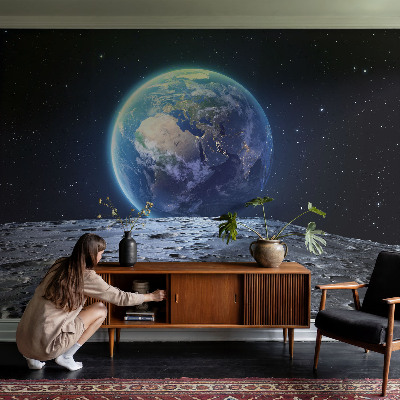 Peel and stick wall mural for the living room with a cosmic panorama motif