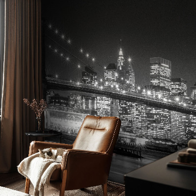 Peel and stick wall mural for bedroom with a night panorama design