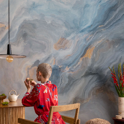 Nursery wall mural with colorful abstract motifs