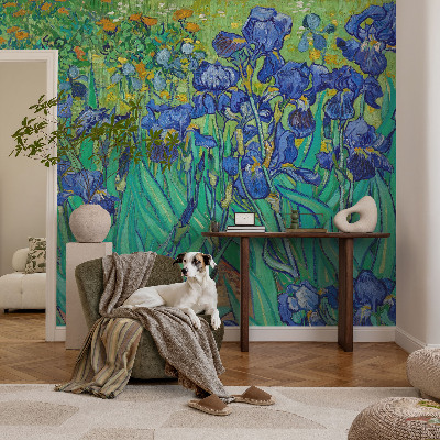 Baby room wall mural with a garden flowers motif