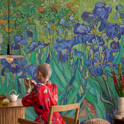 Baby room wall mural with a garden flowers motif