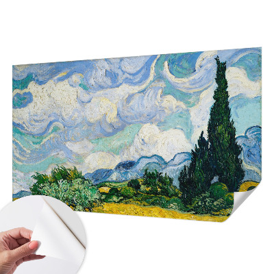 Children's wall mural with an expressive cloud design