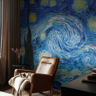 Peel and stick wallpaper mural featuring a night sky design