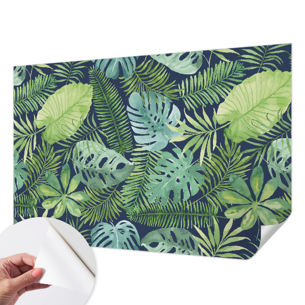 Self-adhesive photo wallpaper with a tropical leaves design