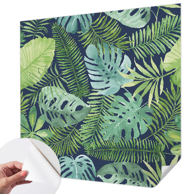 Self-adhesive photo wallpaper with a tropical leaves design