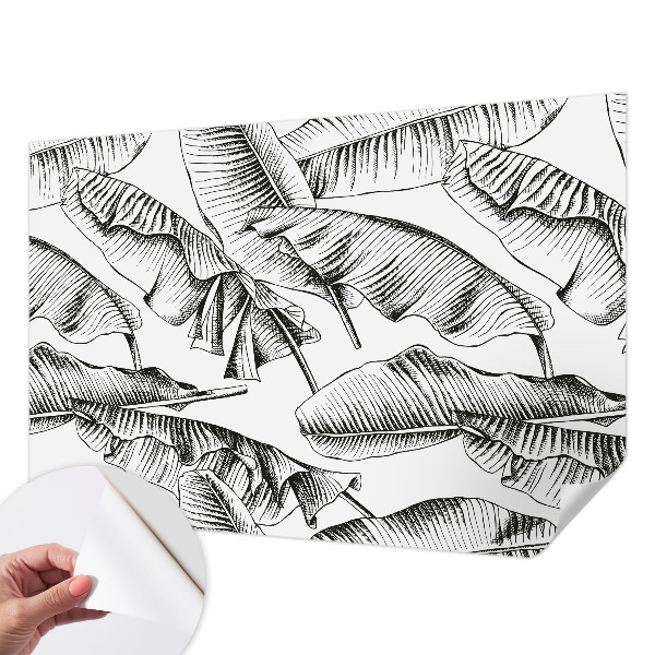 Stick-on wall mural with a banana leaves design