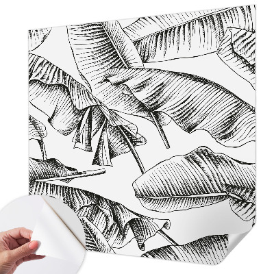 Stick-on wall mural with a banana leaves design