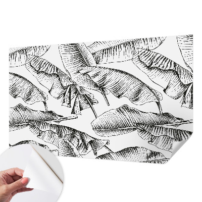 Stick-on wall mural with a banana leaves design