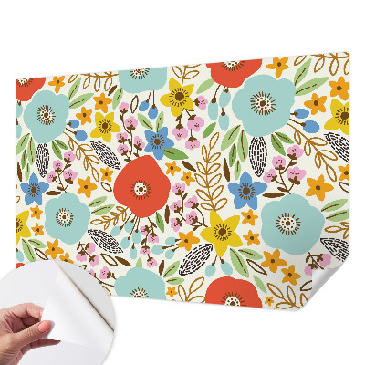 Removable wall mural wallpaper with a floral pattern