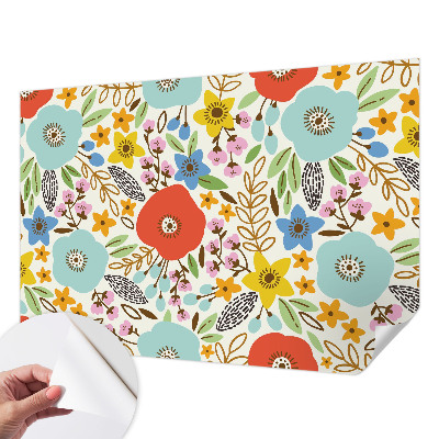 Removable wall mural wallpaper with a floral pattern