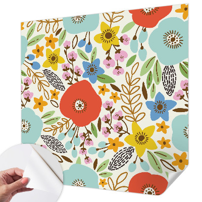 Removable wall mural wallpaper with a floral pattern