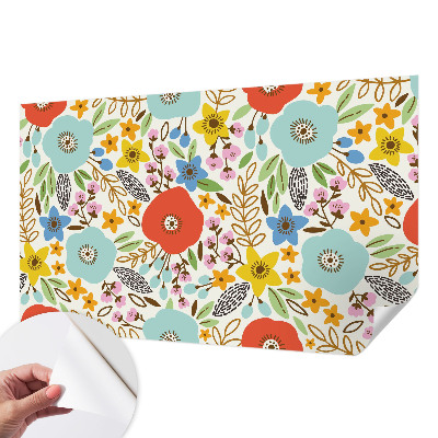 Removable wall mural wallpaper with a floral pattern