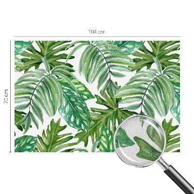 Peel and stick wall mural for living room with an exotic leaves design