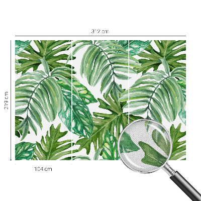 Peel and stick wall mural for living room Exotic leaves