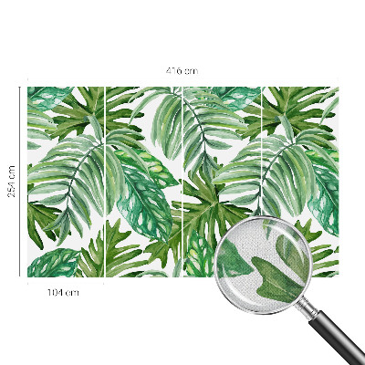 Peel and stick wall mural for living room with an exotic leaves design