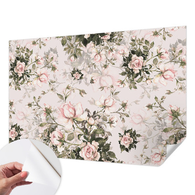 Peel and stick wall mural for bedroom with a floral pattern