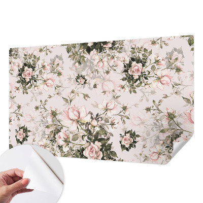 Peel and stick wall mural for bedroom with a floral pattern