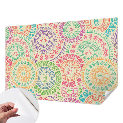 3D wall mural with colorful mandala design