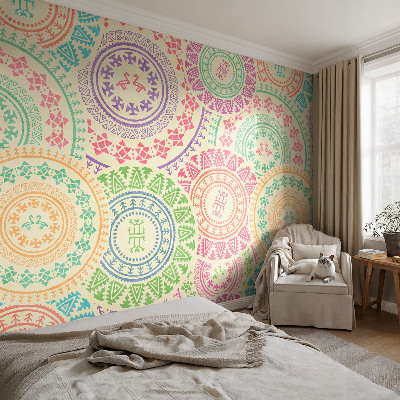 3D wall mural with colorful mandala design