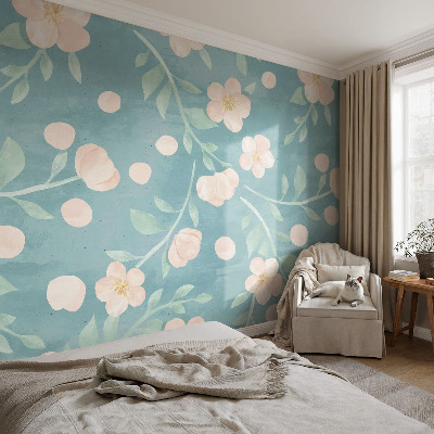 Children's wall mural with a floral elegance design