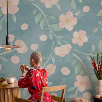 Children's wall mural with a floral elegance design