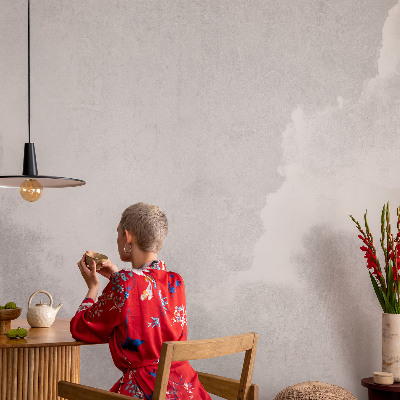 Baby room wall mural with a subtle cloud pattern