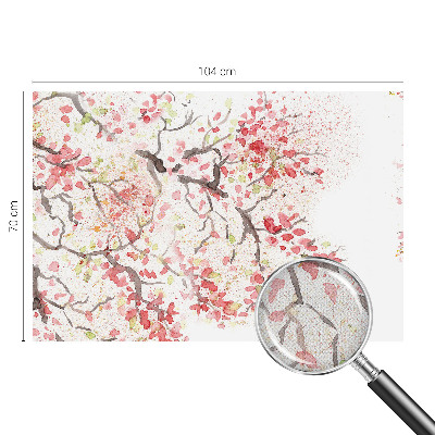 Peel and stick wallpaper mural with a design of flowering branches