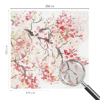 Peel and stick wallpaper mural with a design of flowering branches