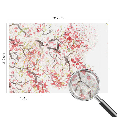 Peel and stick wallpaper mural with a design of flowering branches