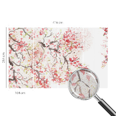 Peel and stick wallpaper mural with a design of flowering branches