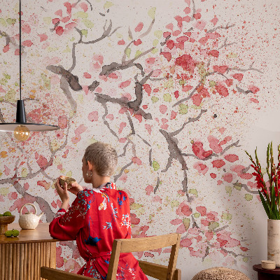Peel and stick wallpaper mural Flowering branches