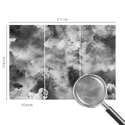Self-adhesive wall mural with a gray clouds pattern