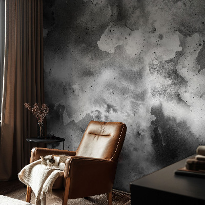 Self-adhesive wall mural with a gray clouds pattern