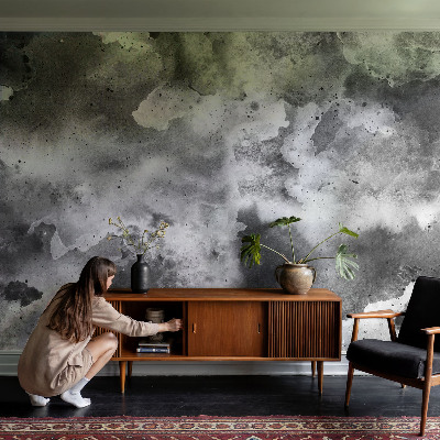 Self-adhesive wall mural with a gray clouds pattern