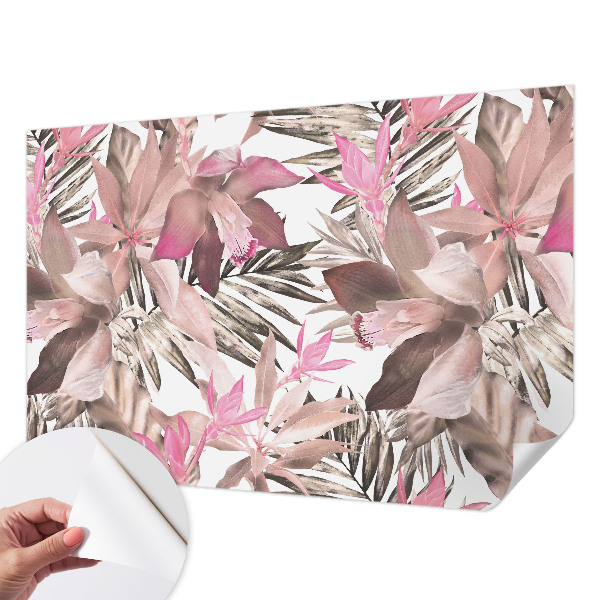 Self-adhesive photo wallpaper with an exotic flowers design