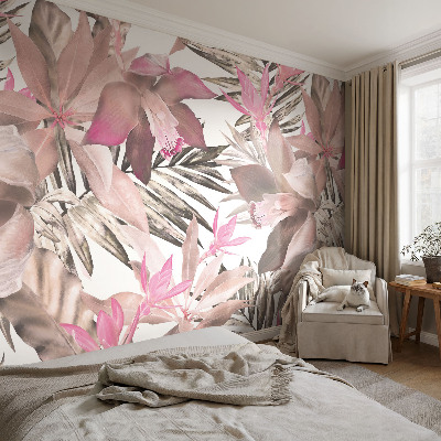Self-adhesive photo wallpaper with an exotic flowers design