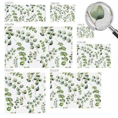 Removable wall mural wallpaper with a green leaves pattern