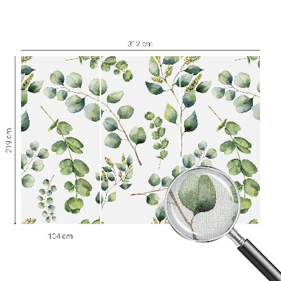 Removable wall mural wallpaper with a green leaves pattern