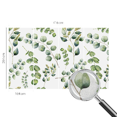 Removable wall mural wallpaper with a green leaves pattern