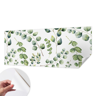 Removable wall mural wallpaper with a green leaves pattern