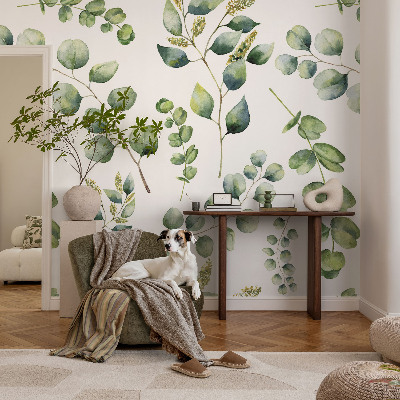 Removable wall mural wallpaper Green leaves