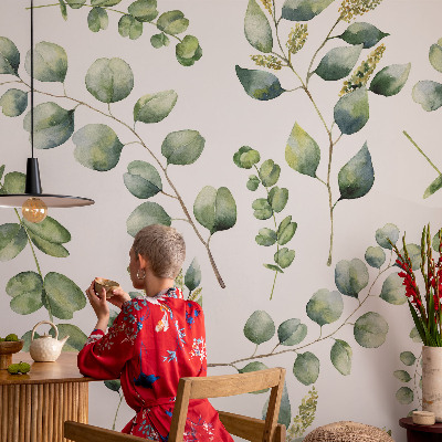 Removable wall mural wallpaper Green leaves