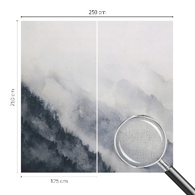 Removable wall mural with a mountain fog design