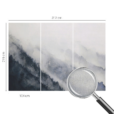 Removable wall mural with a mountain fog design