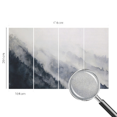 Removable wall mural with a mountain fog design