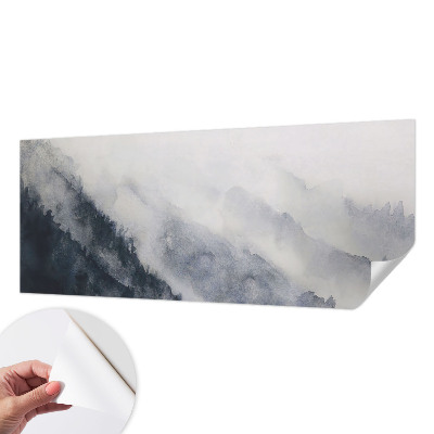 Removable wall mural with a mountain fog design