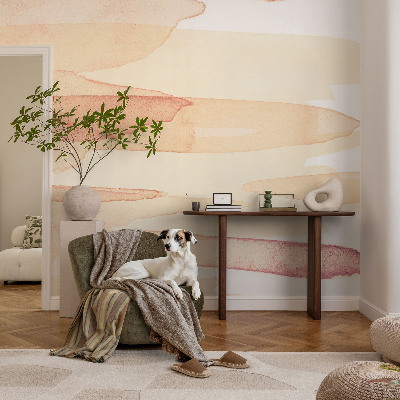 Peel and stick wall mural for living room with pastel brushstroke design