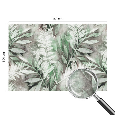 Children's wall mural with a watercolor leaves design