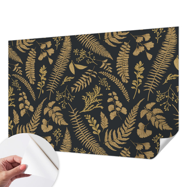 Nursery wall mural with a botanical leaves design