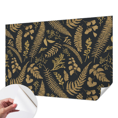 Nursery wall mural with a botanical leaves design